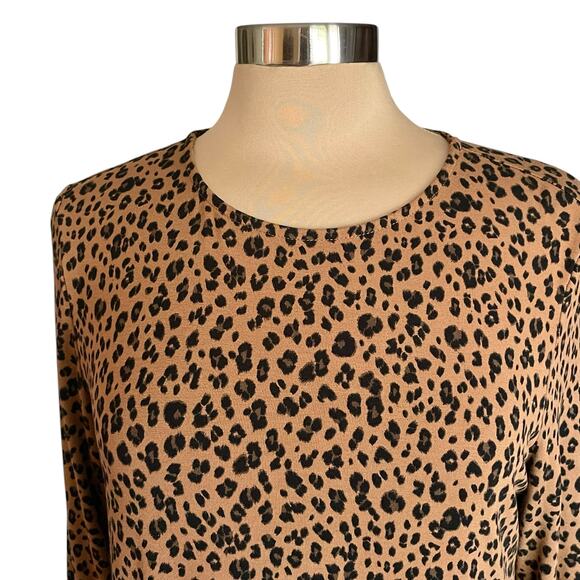 Old Navy Knit Sheath Dress Leopard Print LG Tall Long Sleeves Fall Casual Work - Picture 4 of 8